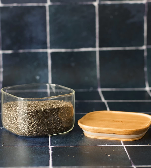 Boîte De Conservation Carrée - PEBBLY - En Verre Et Bambou - 500ml 2 Boîte De Conservation Carrée - PEBBLY - En Verre Et Bambou - 500ml – Image 2