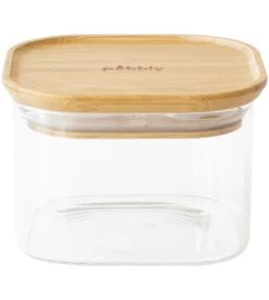 Boîte De Conservation Carrée - PEBBLY - En Verre Et Bambou - 500ml